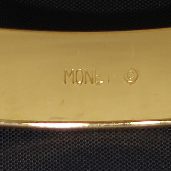 Monet 1960 Textured Gold Plated Bangle Bracelet #3263 Vintage Jewelry Book Piece - Picture 6 of 10